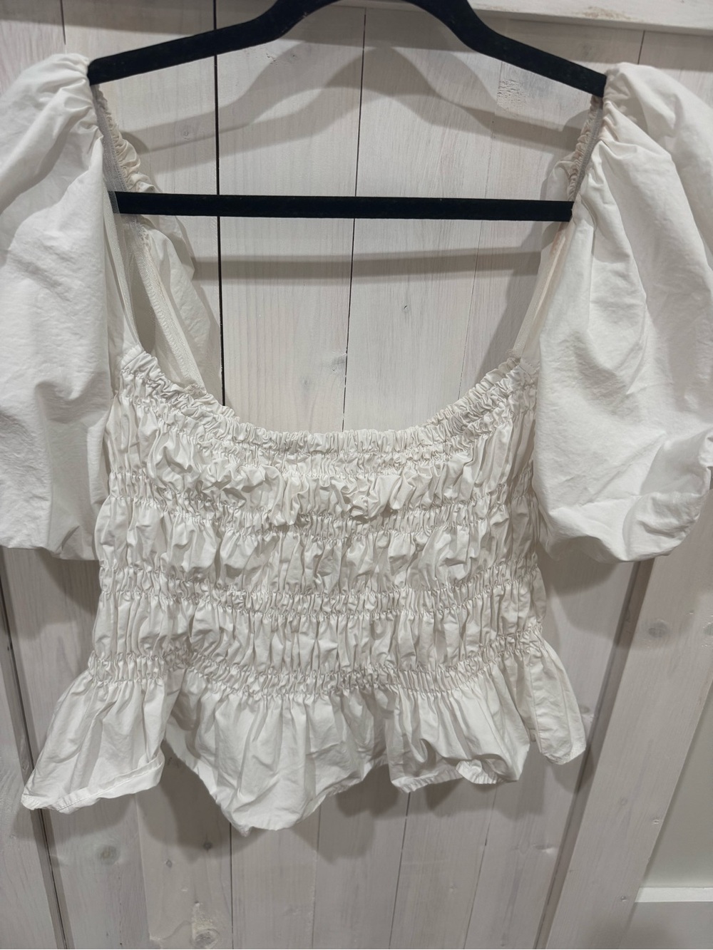 Astr White Smocked Square-Neck Peplum Blouse - Picture 6 of 7